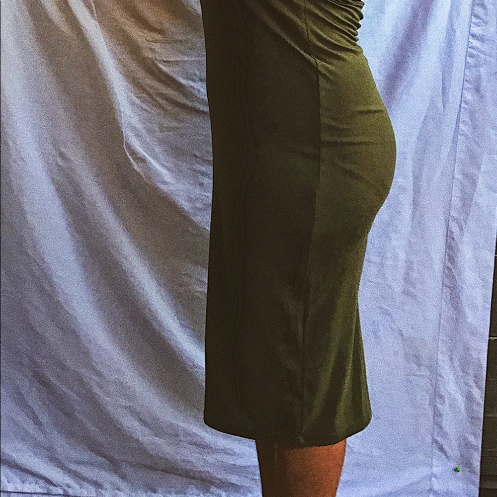 Olive green tank top dress.